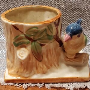 Vintage ceramic decorative indoor bird planter, 3"x3" planter 4 1/4" L x 3"h